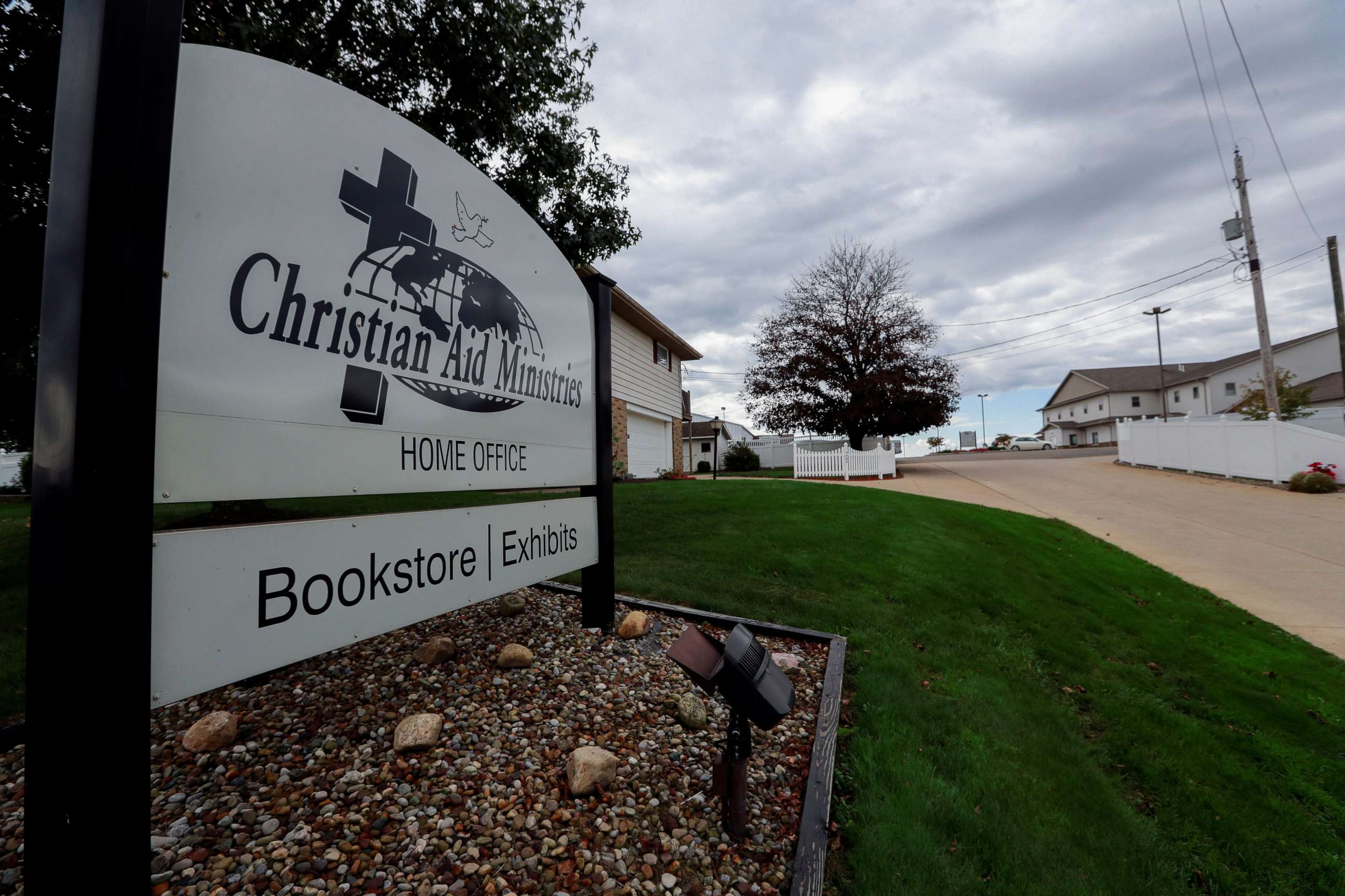 PHOTO: A sign marks the entrance of the home office of Christian Aid Ministries in Millersburg, Ohio, Oct. 17, 2021. 