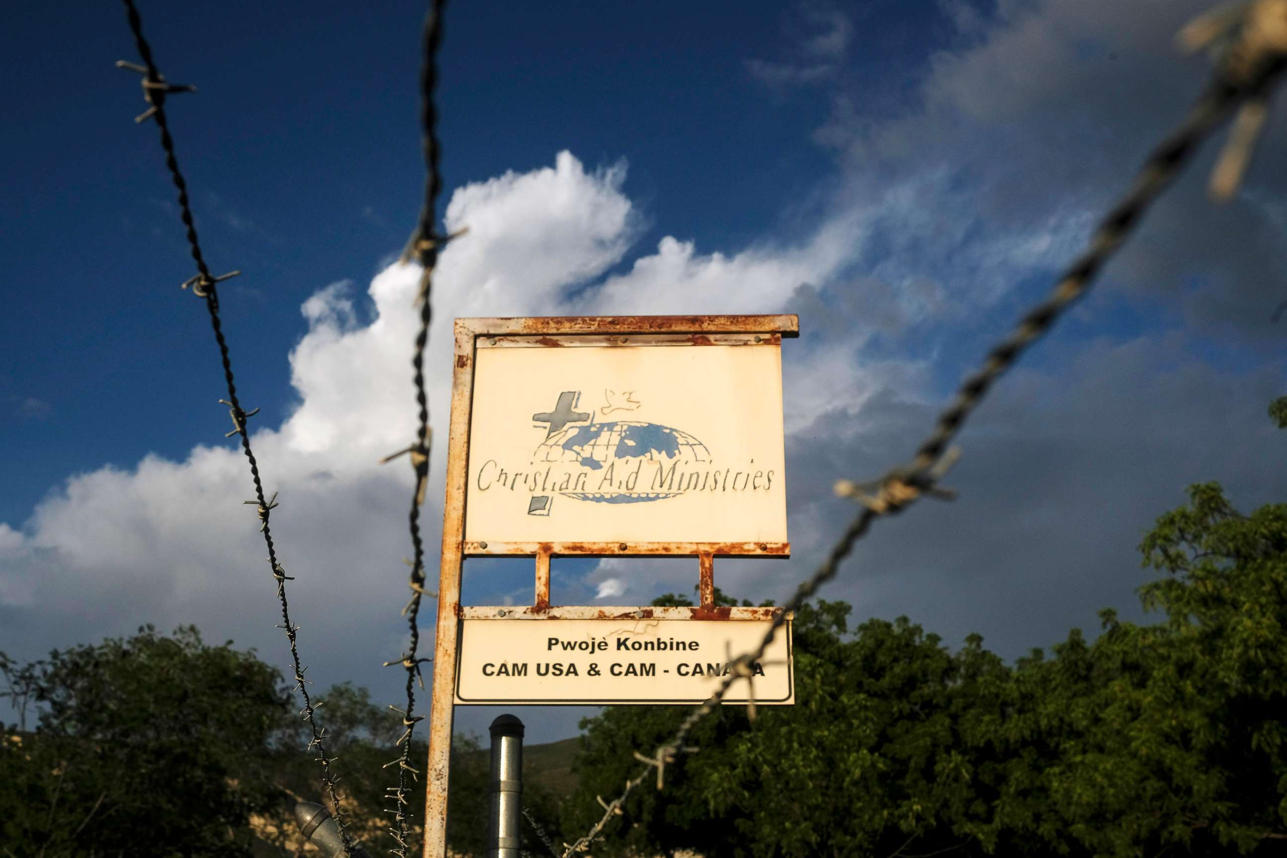 PHOTO: The sign outside Christian Aid Ministries in Titanyen, Haiti, which had 17 of their members kidnapped by the 400 Mawozo gang.