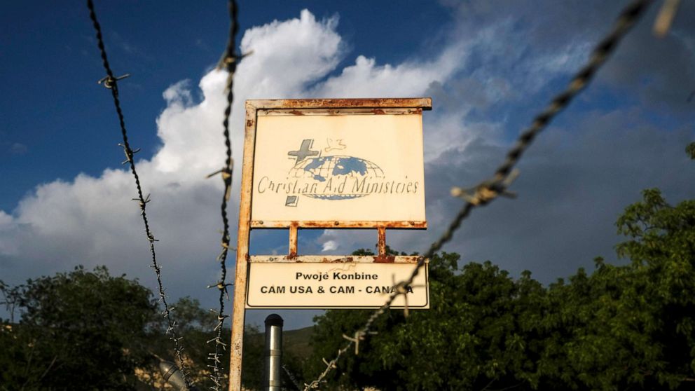 PHOTO: The sign outside Christian Aid Ministries in Titanyen, Haiti, which had 17 of their members kidnapped by the 400 Mawozo gang.