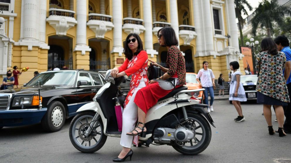 PHOTO: People wait outside the Hanoi Opera house in Hanoi, Vietnam, Feb. 9, 2019.