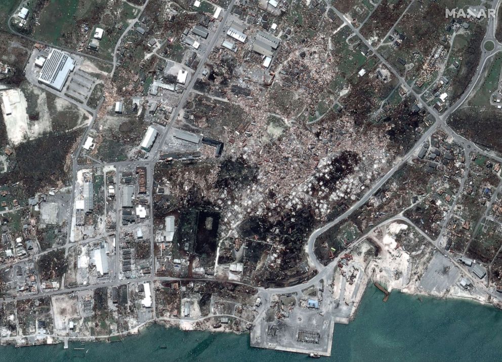 PHOTO: After Hurricane Dorian struck downtown Marsh Harbour on Great Abaco Island, Bahamas, in a satellite image taken Sept. 5, 2019.