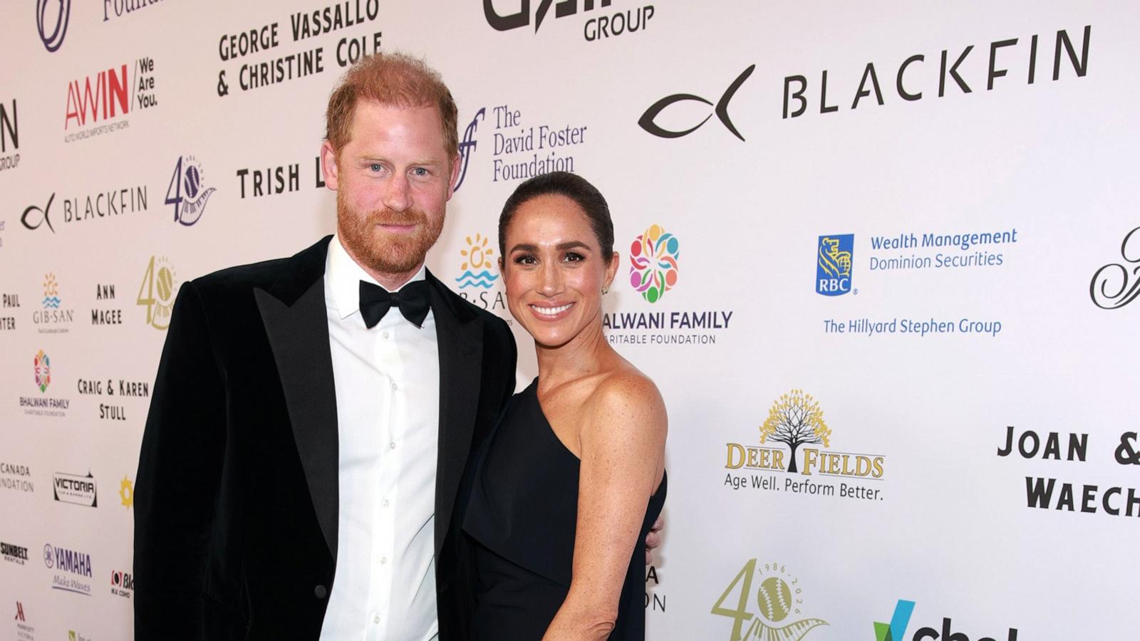 PHOTO: Prince Harry, Duke of Sussex and Meghan, Duchess of Sussex attend the David Foster Foundation 40th Anniversary Celebration on Aug. 7, 2026, in Victoria, British Columbia.