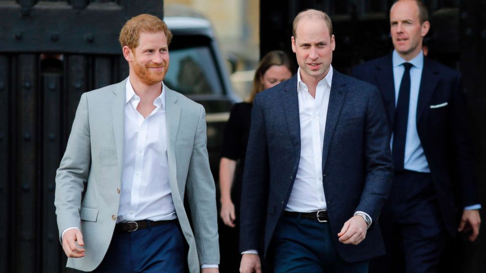 PHOTO: Britain's Prince Harry and his best man Prince William step out to greet well-wishers outside Windsor Castle, May 18, 2018, the eve of Prince Harry's wedding to Meghan Markle, May 18, 2018.