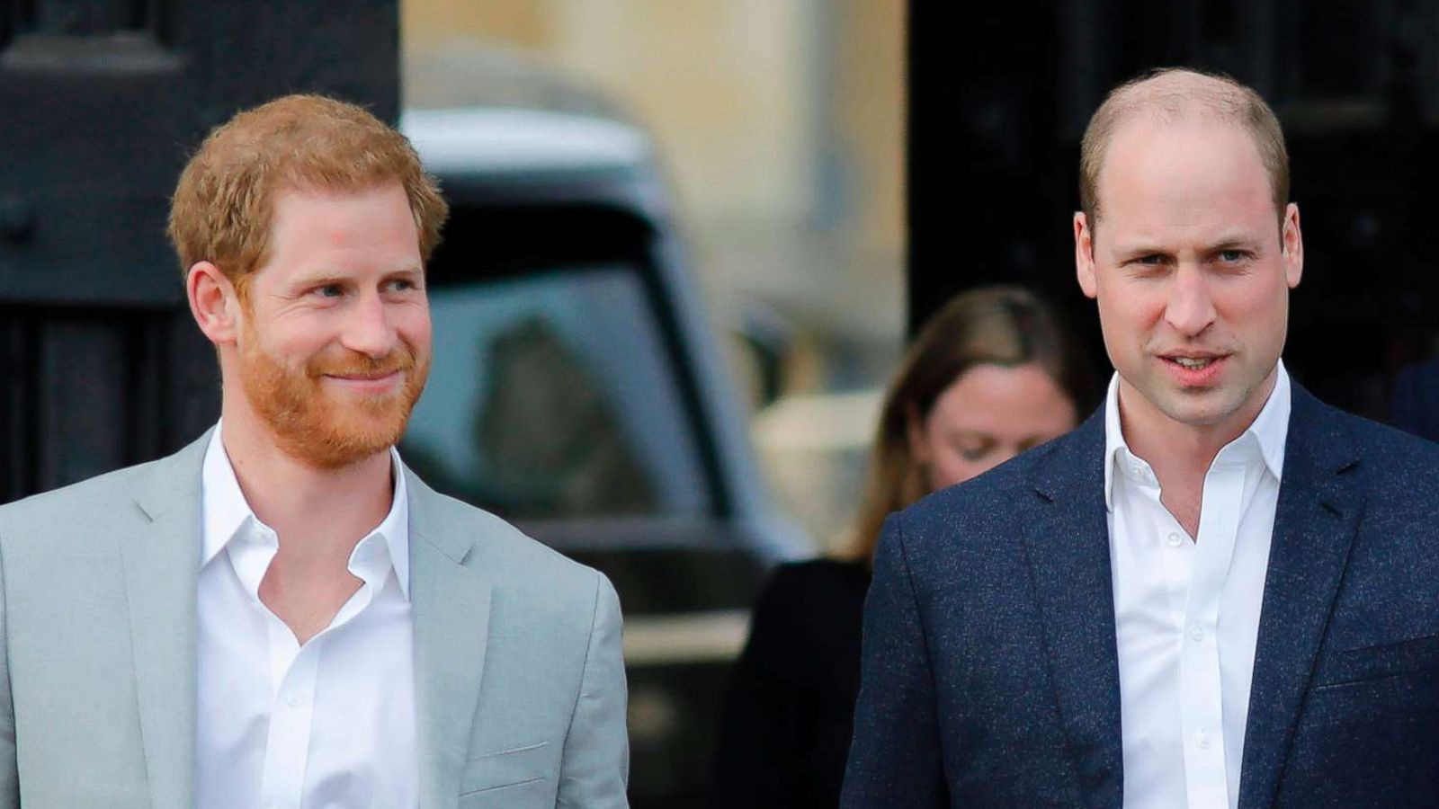 PHOTO: Britain's Prince Harry and his best man Prince William step out to greet well-wishers outside Windsor Castle, May 18, 2018, the eve of Prince Harry's wedding to Meghan Markle, May 18, 2018.