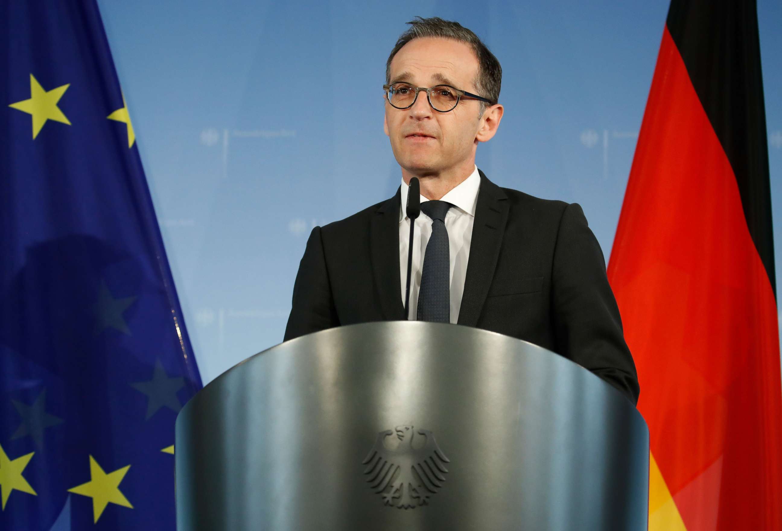 PHOTO: German Foreign Minister Heiko Maas gives a statement, May 9, 2018, in Berlin after US President Donald Trump pulled the United States out of a landmark deal curbing Iran's nuclear program and reimposed crippling sanctions.