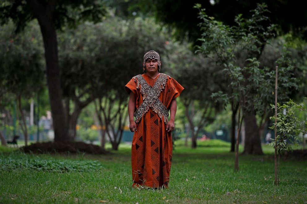 PHOTO: Herlin Odicio, leader of the Cacataibo people, poses for Efe during an interview in Lima, Peru, March 5, 2021.