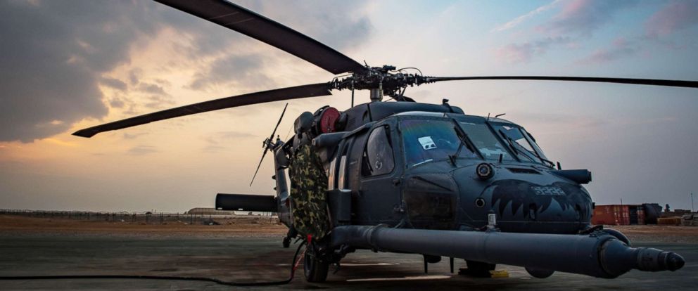 PHOTO: An HH-60 Pave Hawk on the flightline at Al Asad Air Base, Iraq, Feb. 13, 2017.