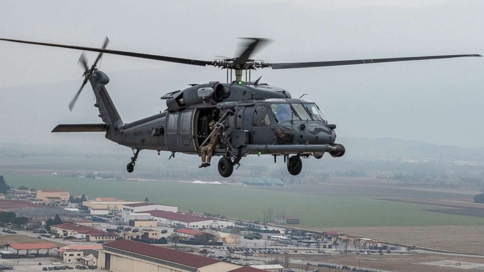 PHOTO: An HH-60G Pave Hawk helicopter assigned to the 56th Rescue Squadron flies over Aviano Air Base, Italy, during a routine training mission Jan. 26, 2018.