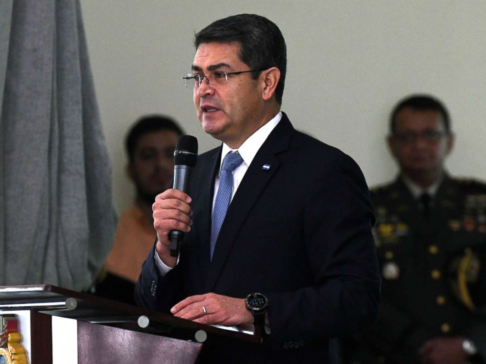 PHOTO: A file photo shows Honduran reelected President Juan Orlando Hernandez, taken on December 21, 2017, delivering a speech during the Honduran Armed Forces command handover ceremony in Tegucigalpa.