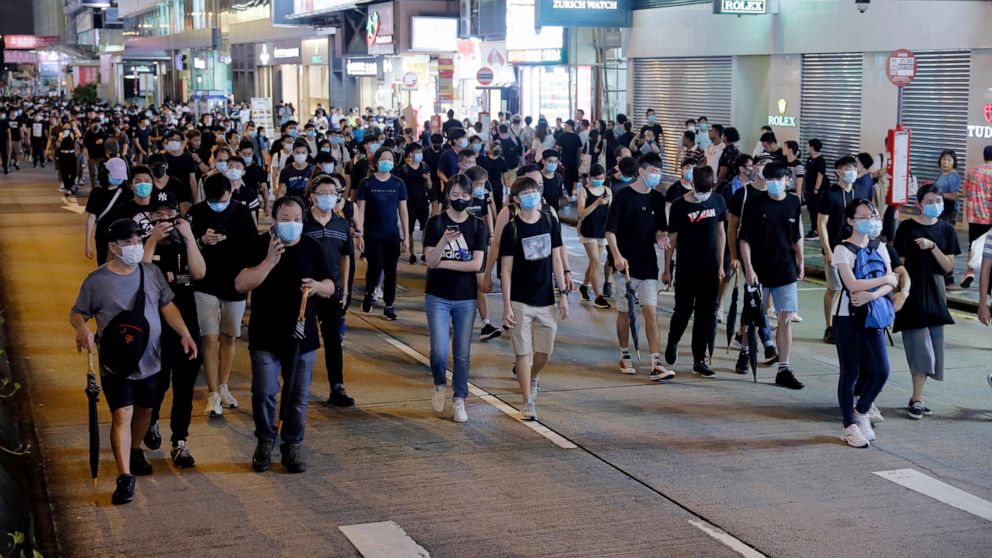 PHOTO: Protesters march in Hong Kong on July 7, 2019