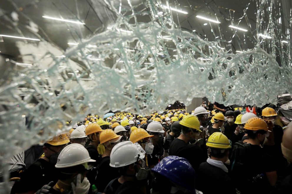 PHOTO: Protesters gather at the government headquarters in Hong Kong on July 1, 2019.