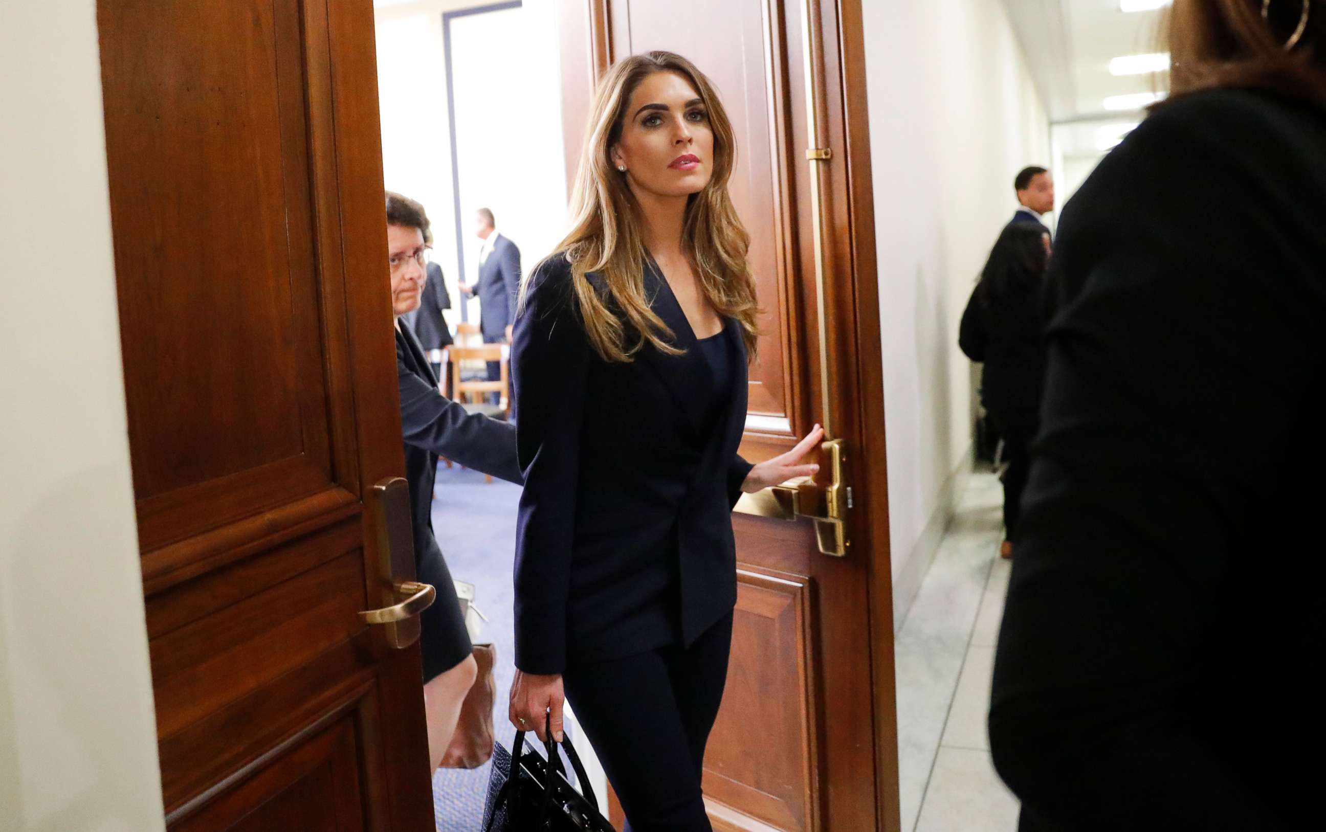 PHOTO: In this June 19, 2019, file photo, former White House communications director Hope Hicks is seen leaving a closed-door interview with the House Judiciary Committee of a lunch break, at the U.S. Capitol, in Washington, D.C.