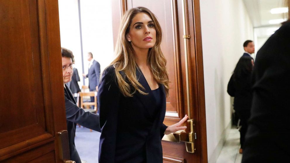PHOTO: Former White House communications director Hope Hicks is seen leaving a closed-door interview with the House Judiciary Committee of a lunch break, at the Capitol in Washington, June 19, 2019.