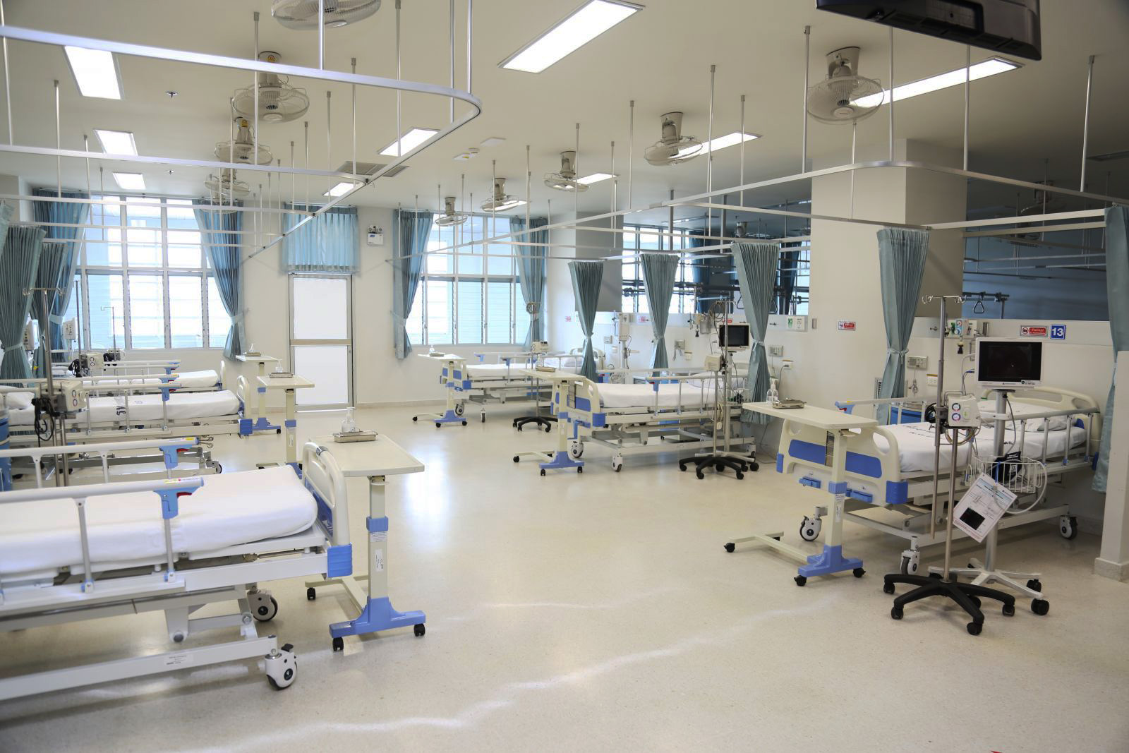 PHOTO: A view of inside the eighth-floor ward of a hospital in Chiang Rai, Thailand, where rescued members of a youth soccer team are being treated.