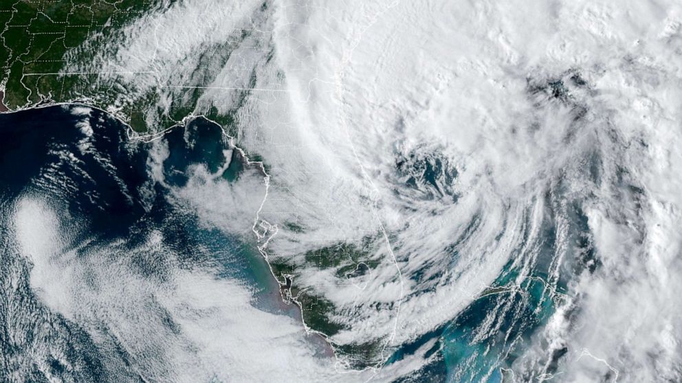 PHOTO: This satellite image taken at 5:01 p.m. EDT and provided by NOAA shows Hurricane Ian, Sept. 29, 2022.