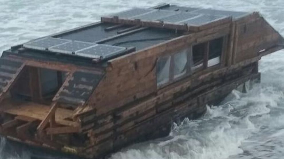 PHOTO: A houseboat, which appeared to be from Canada, mysteriously washed ashore in Ireland on Nov. 13, 2016, according to the Ballyglass Coast Guard Unit. 
