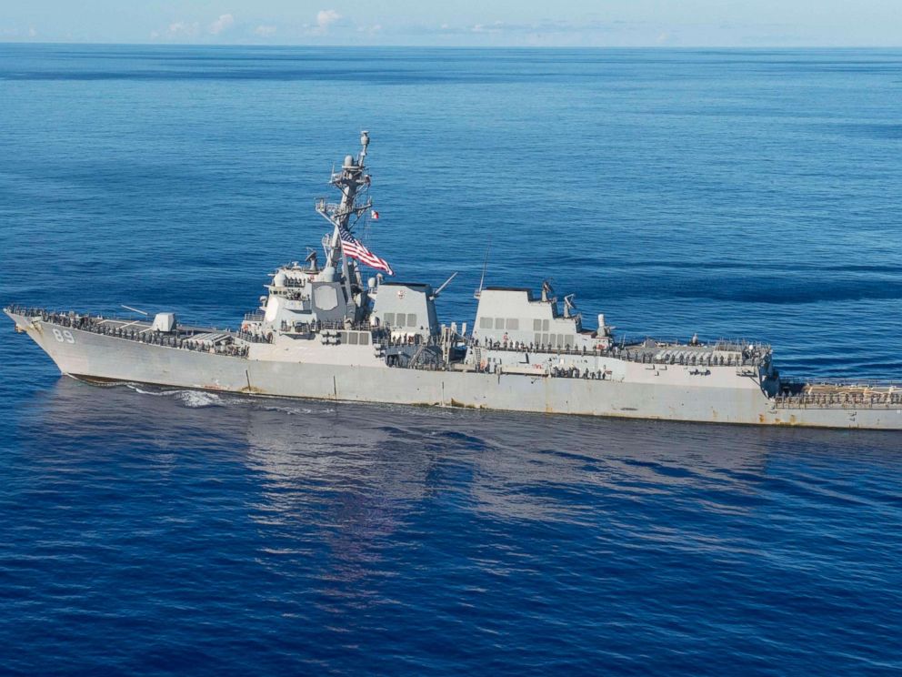 PHOTO: The guided-missile destroyer USS Mustin is pictured near Guam on July 26, 2015.