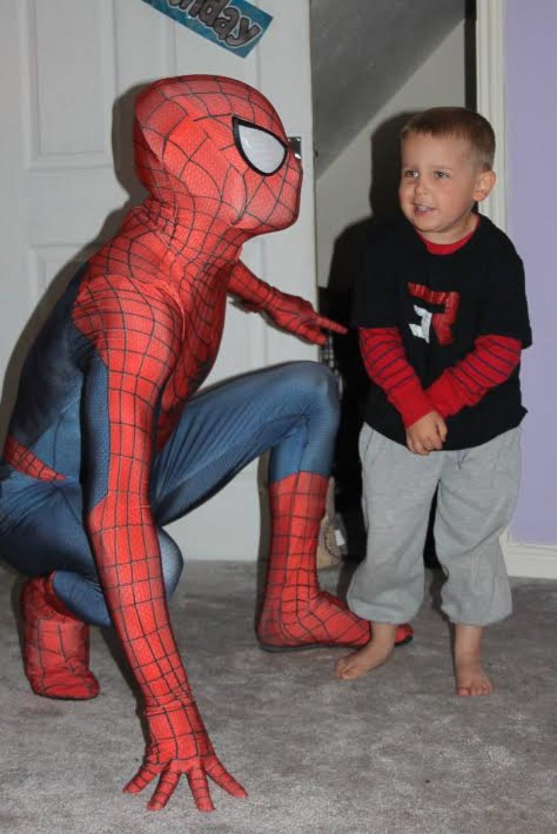 PHOTO: Michael Wilson jumped from the roof of his home dressed as Spider-Man to surprise his son, Jayden on his 5th birthday, which may be his last.