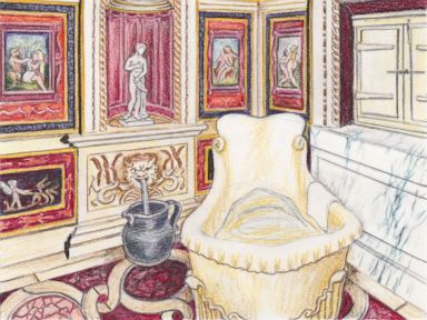 PHOTO: An artists recreation of the legendary Stufetta del Bibbiena within the Vatican Palace, decorated with erotic imagery by Raphael in 1516.