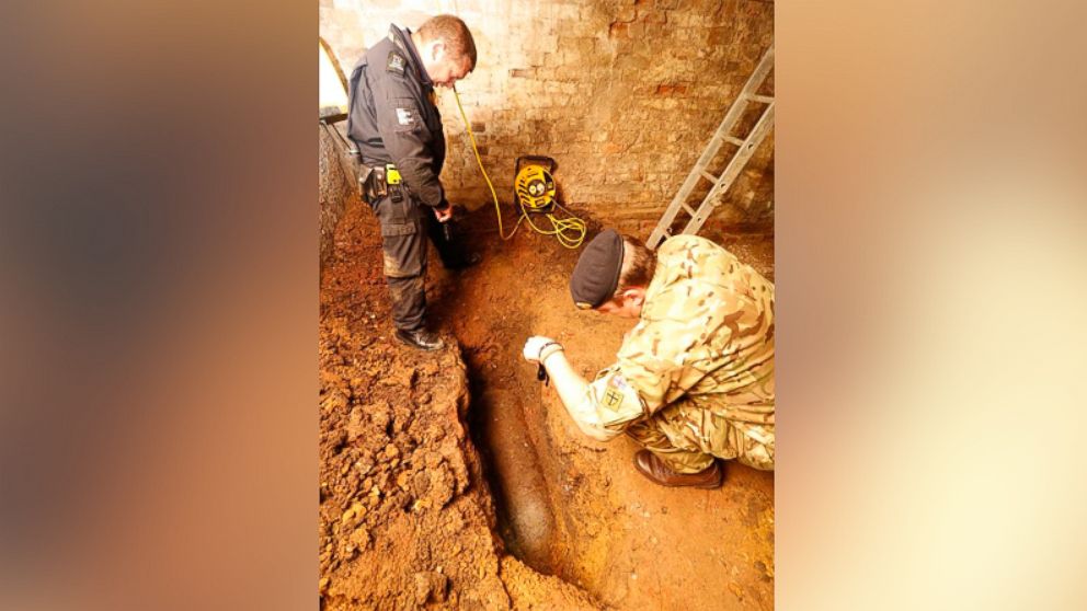 The bomb was discovered by construction workers in east London just after noon yesterday.