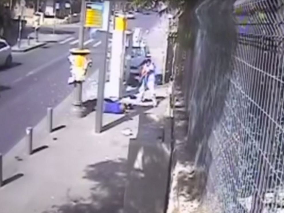 PHOTO: A screen grab of a video showing an attack on a Jerusalem bus stop.