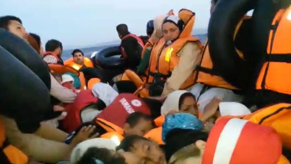 PHOTO: The Hilel family shortly before the Greek Coast Guard rescued them after spending 6 hours in the Mediterranean. 