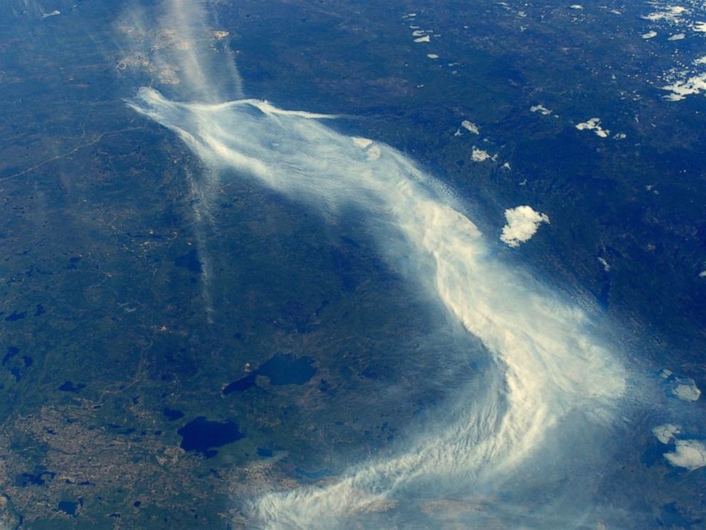 PHOTO: This image was posted to British astronaut Tim Peake's Twitter account on May 6, 2016 with the text, "Thoughts are with all those affected by the fires - Fort McMurray, #Alberta." 