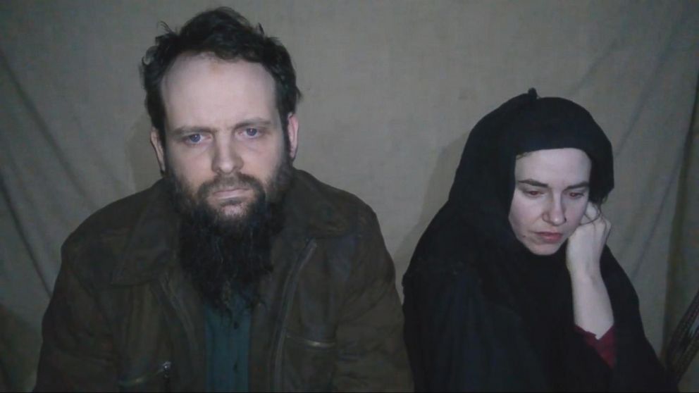 Caitlan Coleman of Stewartstown, Penn., and her Canadian husband Joshua Boyle seen in a video filmed by their captors and released in 2016.