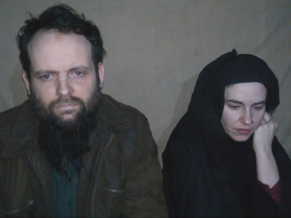 Caitlan Coleman of Stewartstown, Penn., and her Canadian husband Joshua Boyle seen in a video filmed by their captors and released in 2016.