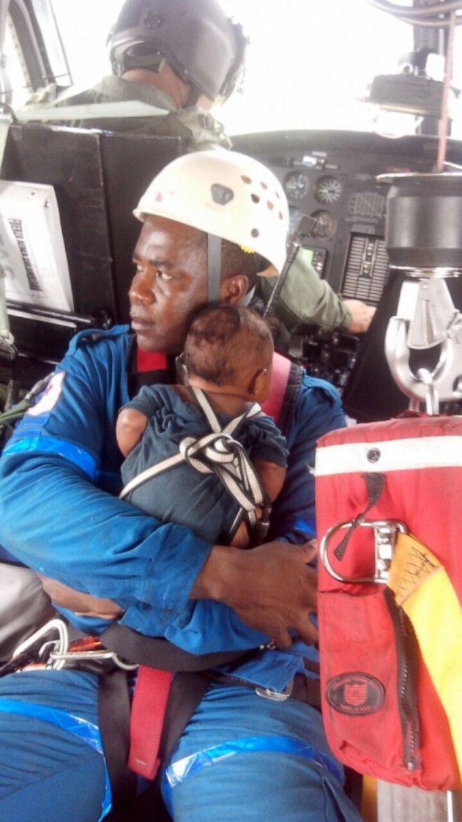PHOTO: The Colombian Air Force rescued Marie Nelly Murillo and her one-year-old son on June 25, 2015 from a jungle where they were stranded for five days after a plane crash.
