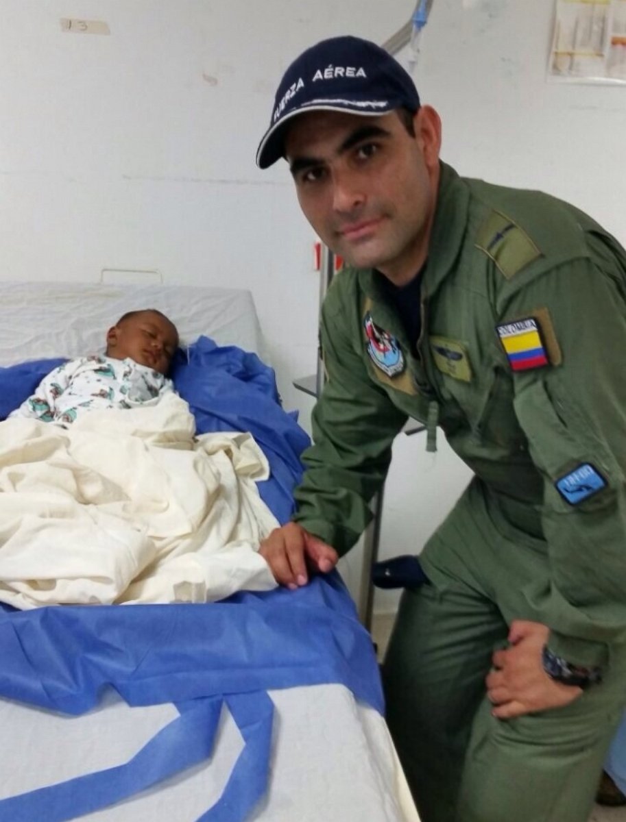 PHOTO: The Colombian Air Force rescued Marie Nelly Murillo and her one-year-old son on June 25, 2015 from a jungle where they were stranded for five days after a plane crash.
