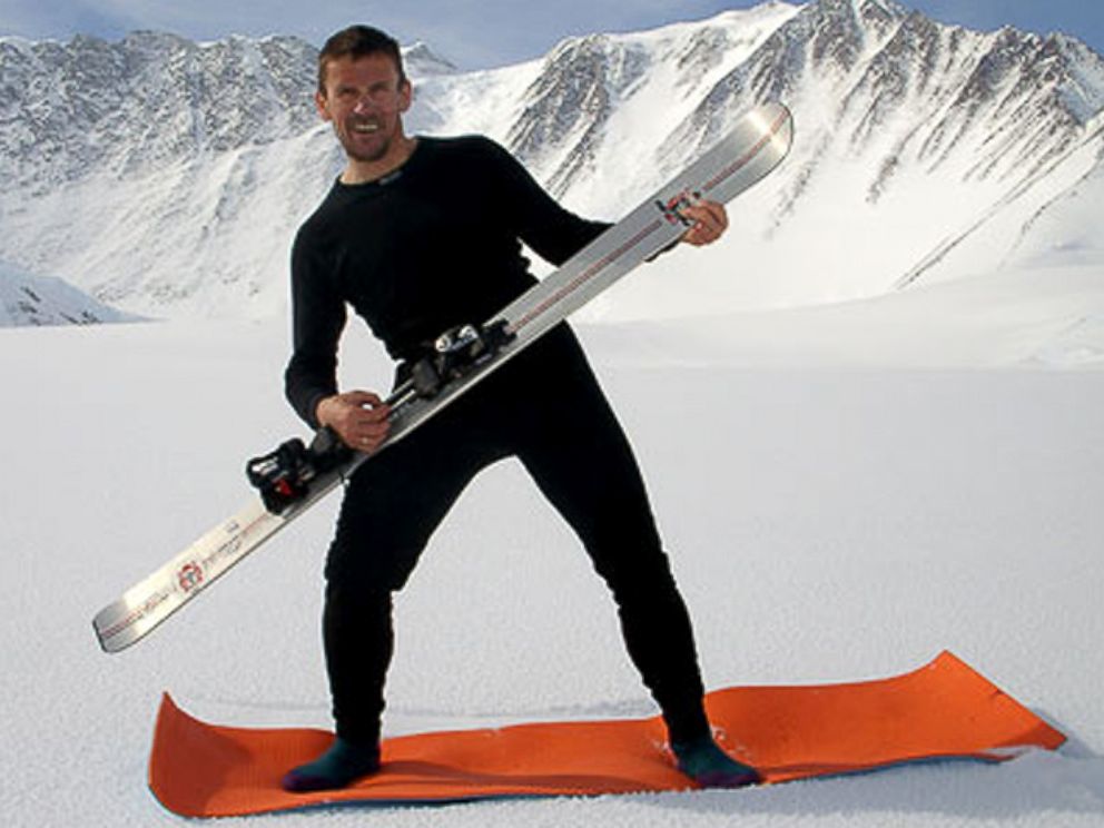 PHOTO: Davorin "Davo" Karnicar poses with his skis.  Karnicar was the first man to ski down from the summit of Mount Everest, Oct. 7, 2000.