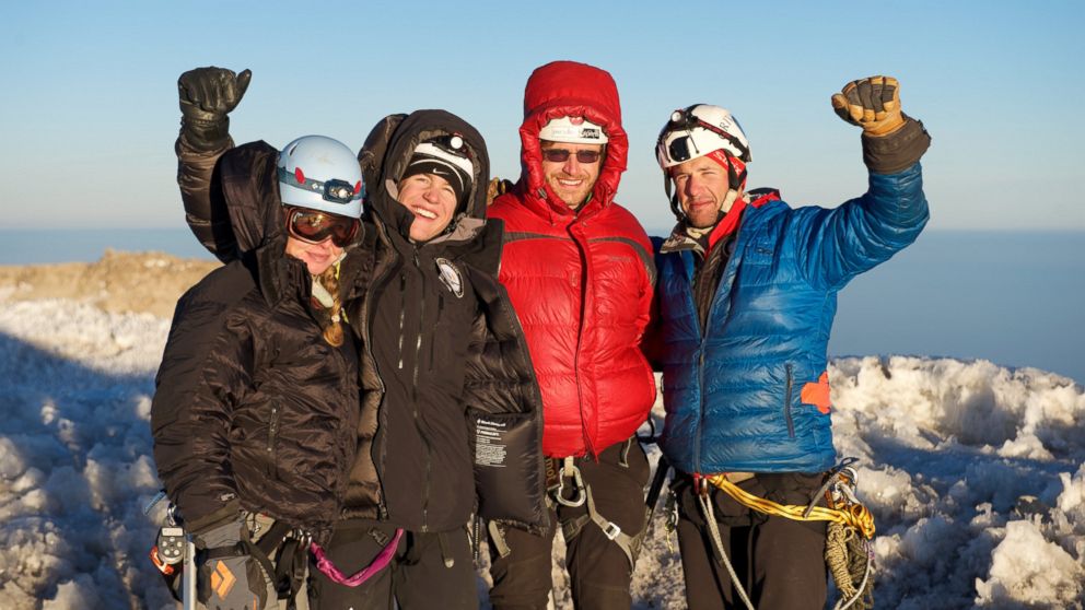 PHOTO: Captain Matt Hickey, USX CEO (at far right), led the climbing team in their training expedition at Mount Rainier the group will begin the Mount Everest ascent, April 7, 2016.