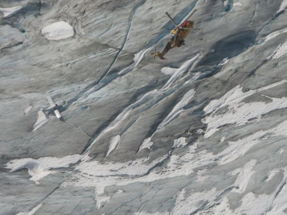 PHOTO: A small airplane was forced to make an emergency landing on a glacier in British Columbia, june 6, 2016.