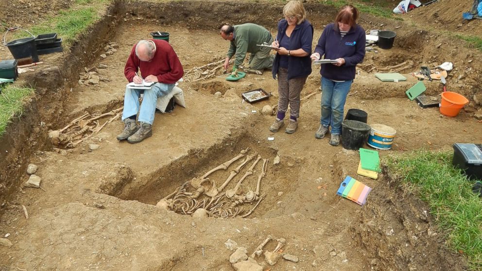 PHOTO: The skeletons, dating to the 14th century, have been dated by radiocarbon. Archaeologists believe the site may have been a special place of burial, possibly for pilgrims. 