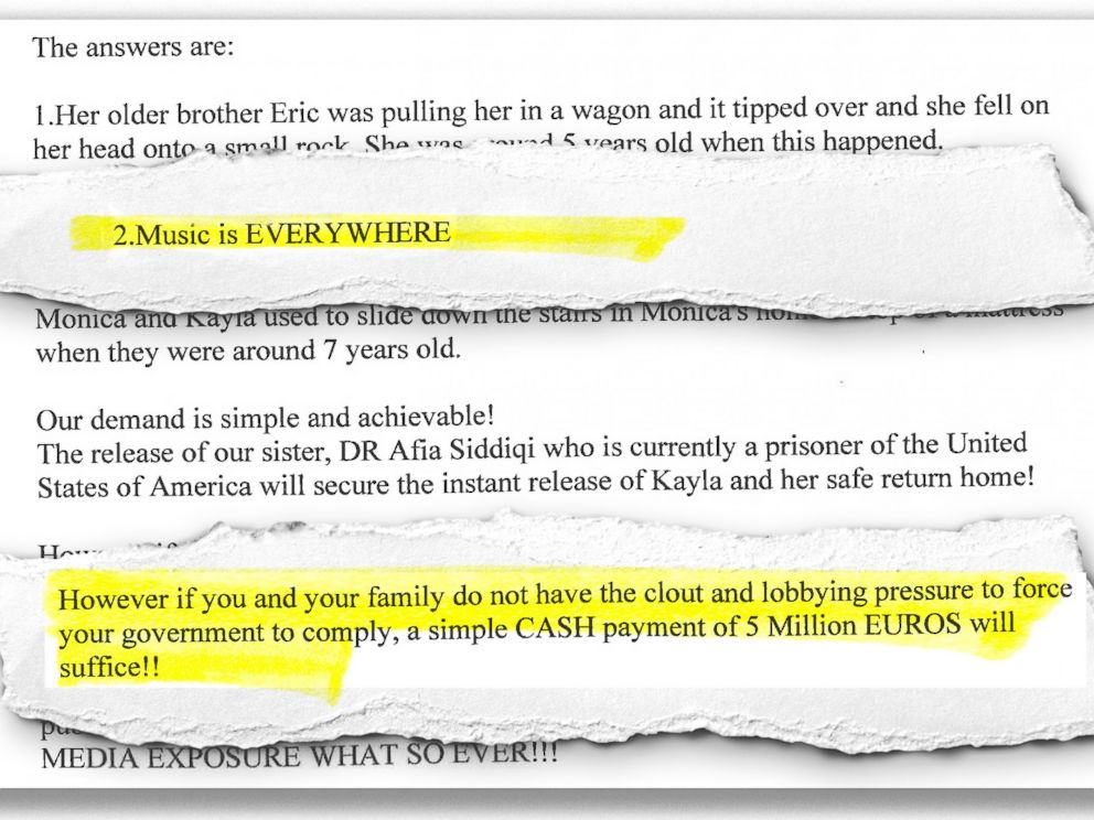 PHOTO: An excerpt from an email from ISIS to Kayla Muellers parents.