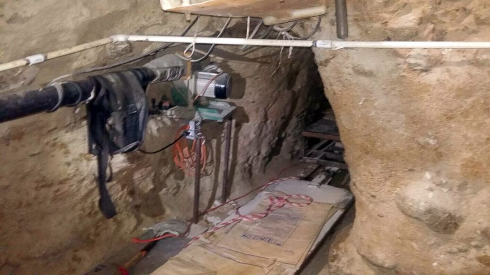 PHOTO: Federal Police in Mexico released this image of a tunnel that they say was used to smuggle drugs into the U.S. from Tijuana to San Diego on Oct. 22, 2015.