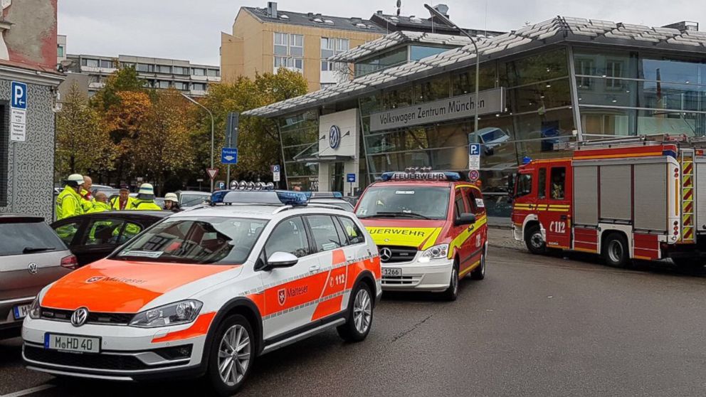 The Munich Fire Brigade tweeted this photo of the scene where a man stabbed five people in Munich, Germany, on Oct. 21, 2017, at Rosenheimer Platz train station.
