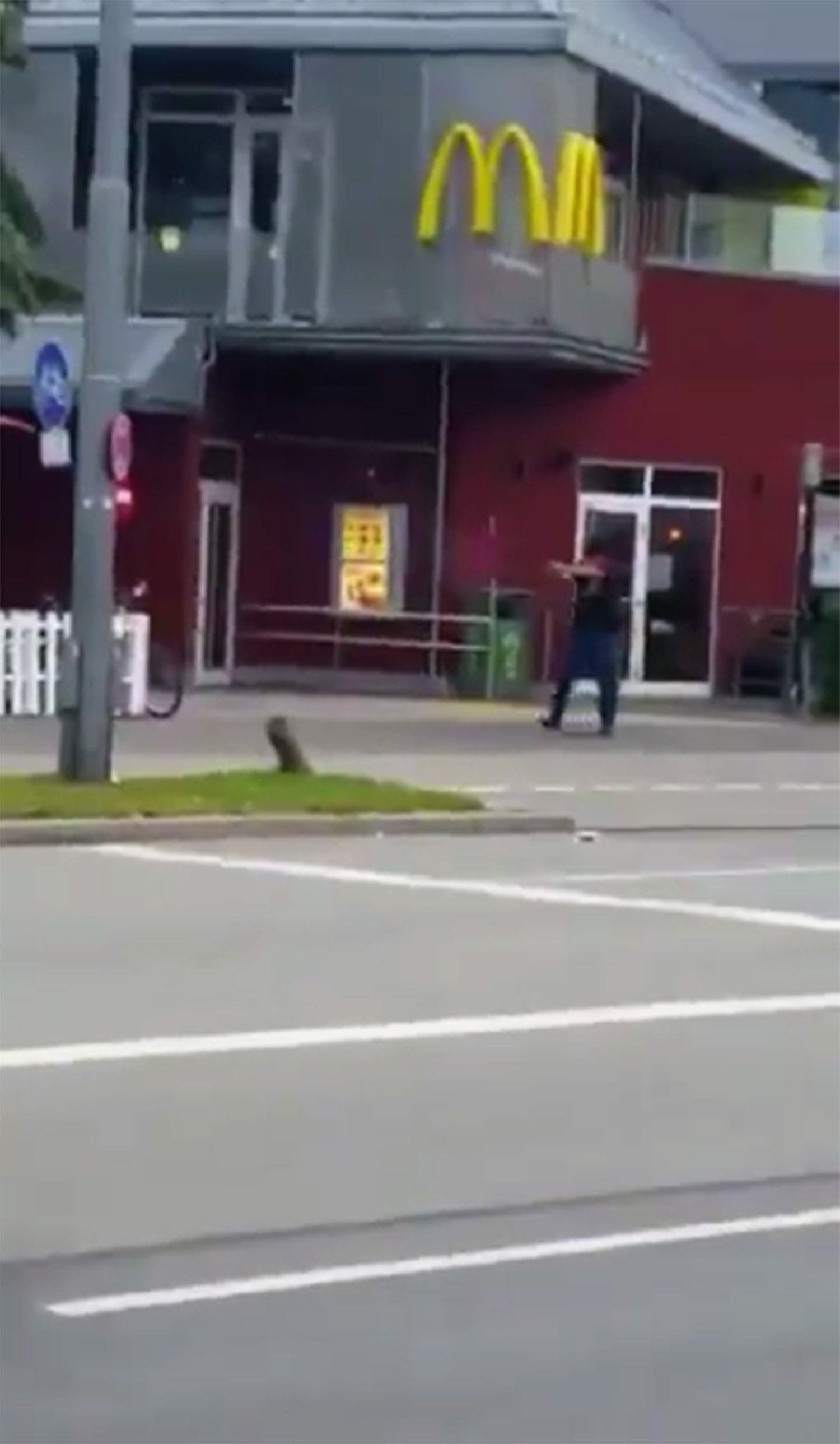 PHOTO: An image made from video posted to social media shows a gunman shooting at passersby outside a McDonalds in Munich on July 22, 2016.