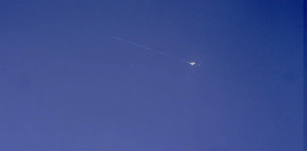 PHOTO: Fragments of space object WT1190F glow brightly as they enter the atmosphere near Sri Lanka on Nov. 13, 2015.