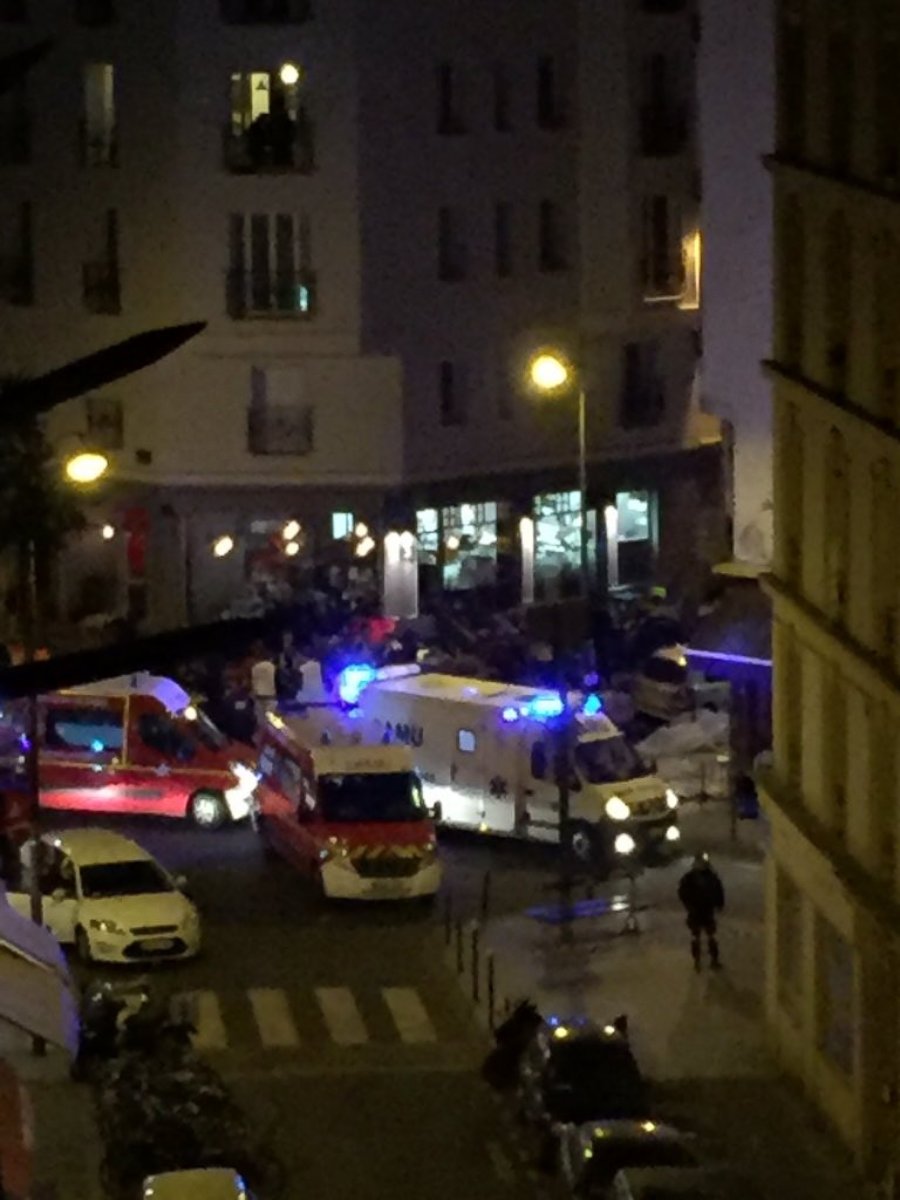PHOTO: Ambulances are seen in a photo shared on Twitter after news broke of explosions and shootings near Stade de France in Paris, Nov. 13, 2015.