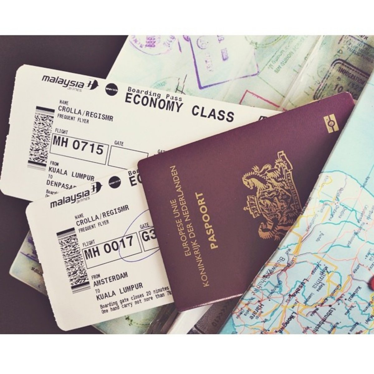 PHOTO: Regis Crolla, a passenger on Malaysia Airlines flight MH17 which crashed in East Ukraine, posted this photo to Instagram on July 17, 2014 with the caption, "AMS --> Kuala Lumpur --> Bali. Hier zo veel zin in !! Adios amigoz."