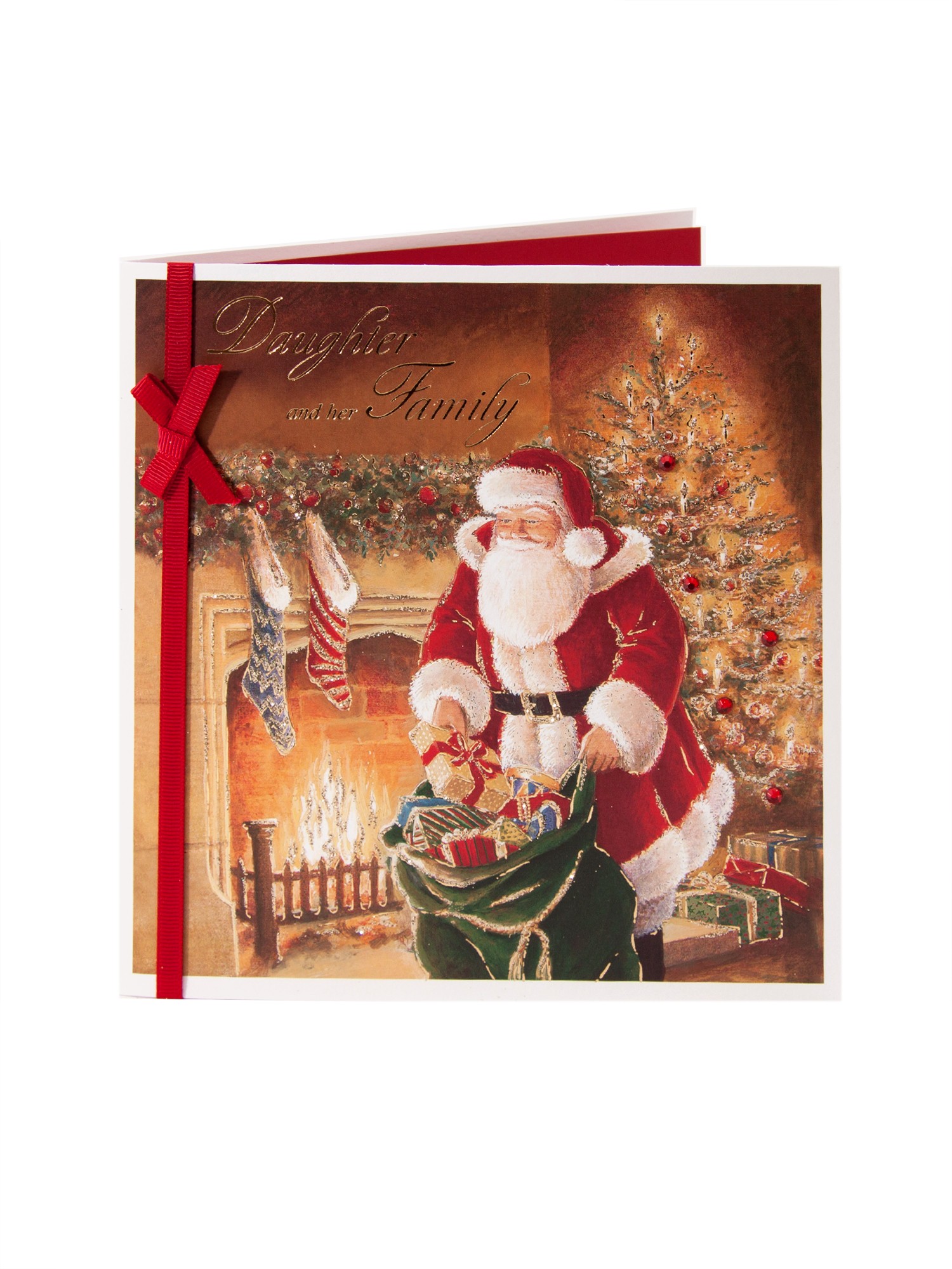 PHOTO: Sparkling Santa Clause Christmas Card - For Daughter & Family