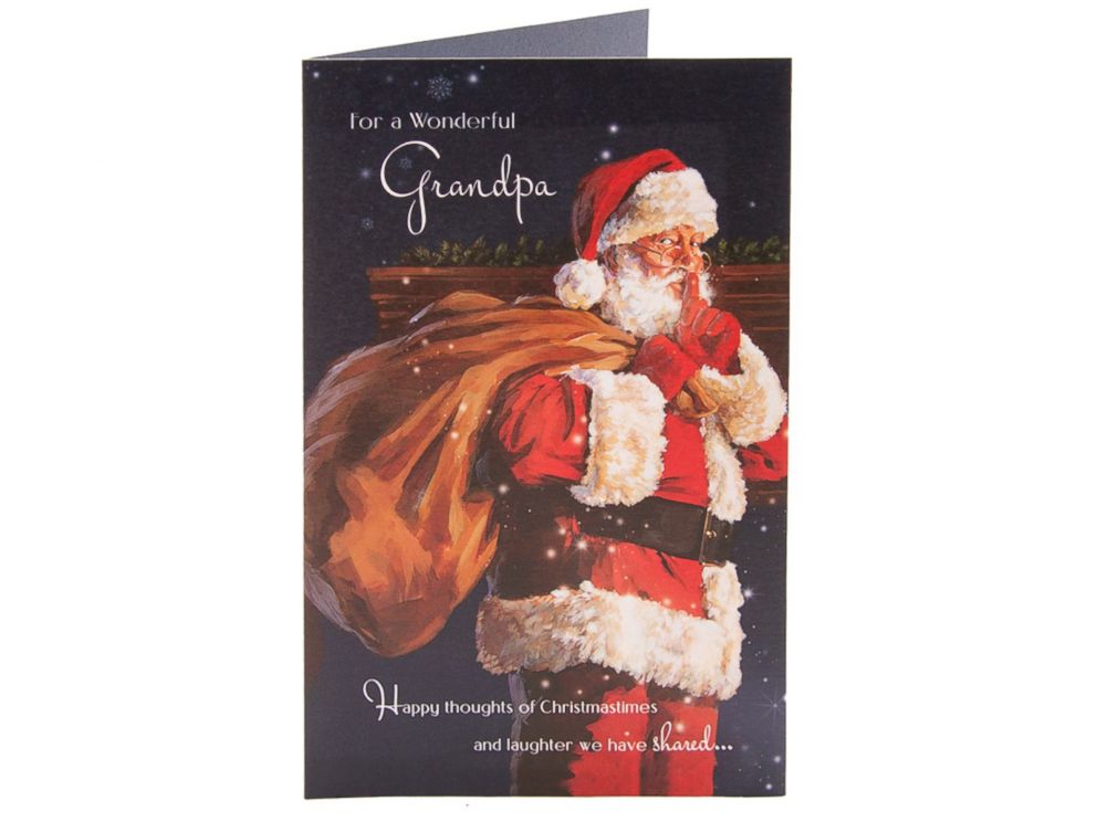 PHOTO: Sparkling Santa Claus Christmas Card - For Grandpa