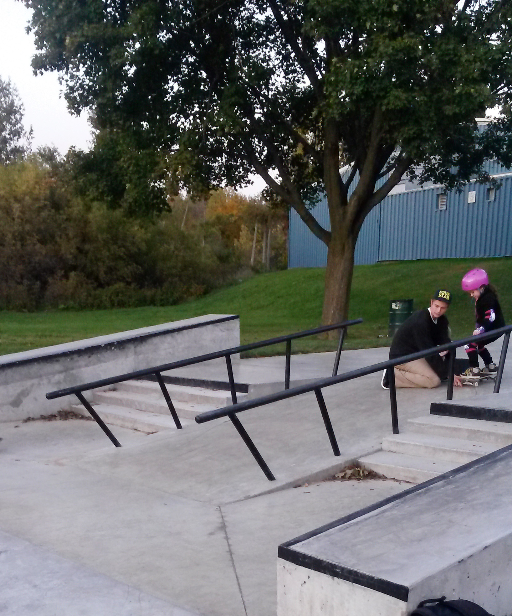 PHOTO: Jeanean Thomas of Ontario, Canada shared photos of her daughter learning how to skateboard at a skate park on Oct. 10, 2015 with the help of a local skater.