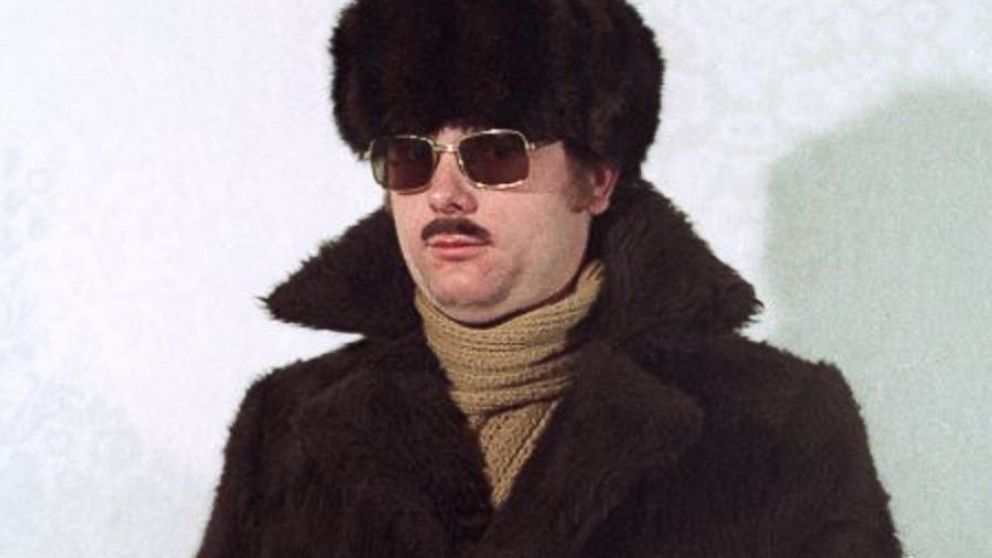 This photo was of a man wearing a fur hat, gold-rimmed sunglasses and a fake moustache was part of a seminar to teach incoming Stasi agents the art of disguise.