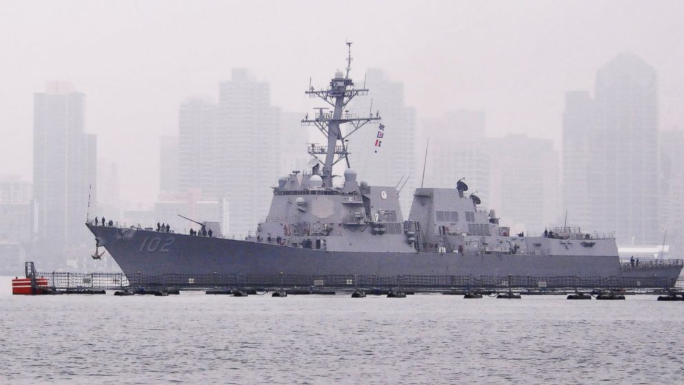 The guided-missile destroyer USS Sampson transits San Diego Bay on Feb. 24, 2012.