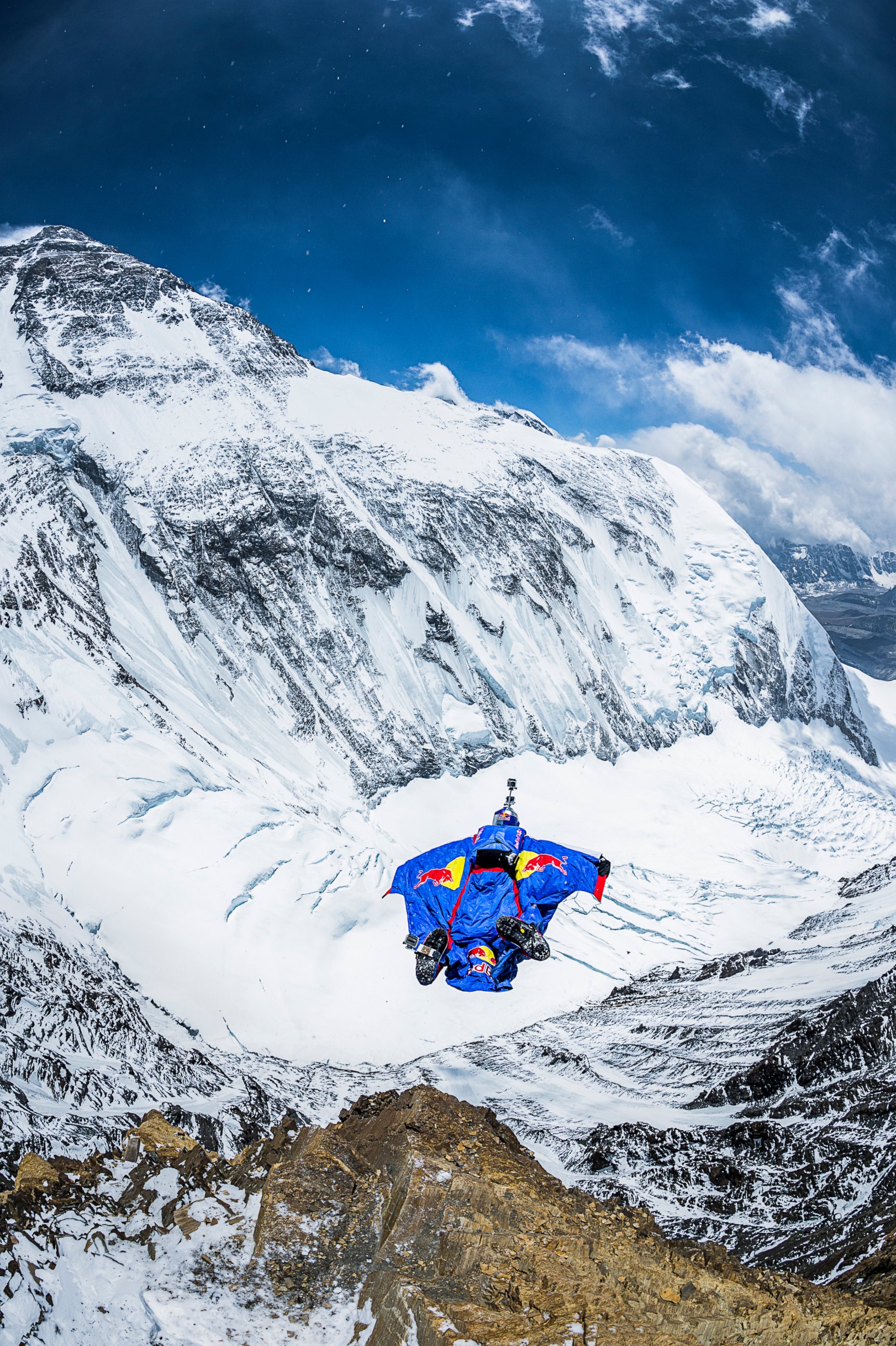 PHOTO: Valery Rozov jumps off the north face of Mount Everest, China on May 5th, 2013.