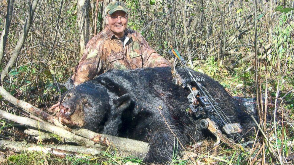 PHOTO: In 2008, Dr. Walter Palmer pleaded guilty to making false statements to the U.S. Fish and Wildlife Service about a black bear he shot and killed in Wisconsin outside of an authorized hunting zone. Palmer and the bear are pictured here.