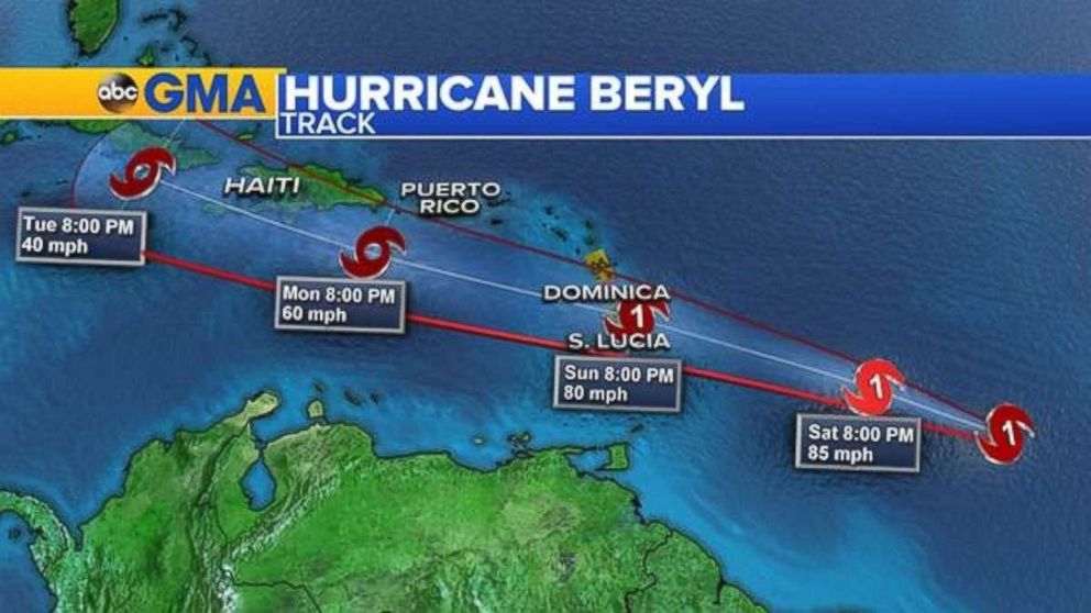 Beryl caribbean puerto aim likely closer weakened